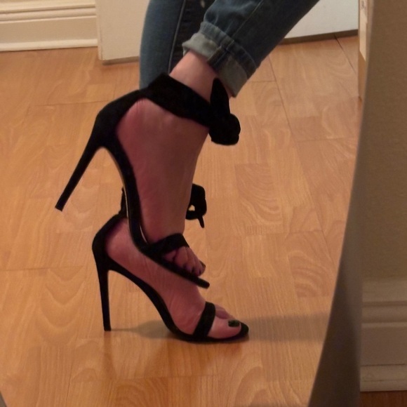 Marciano Black Ankle Strap Heels - Picture 6 of 9